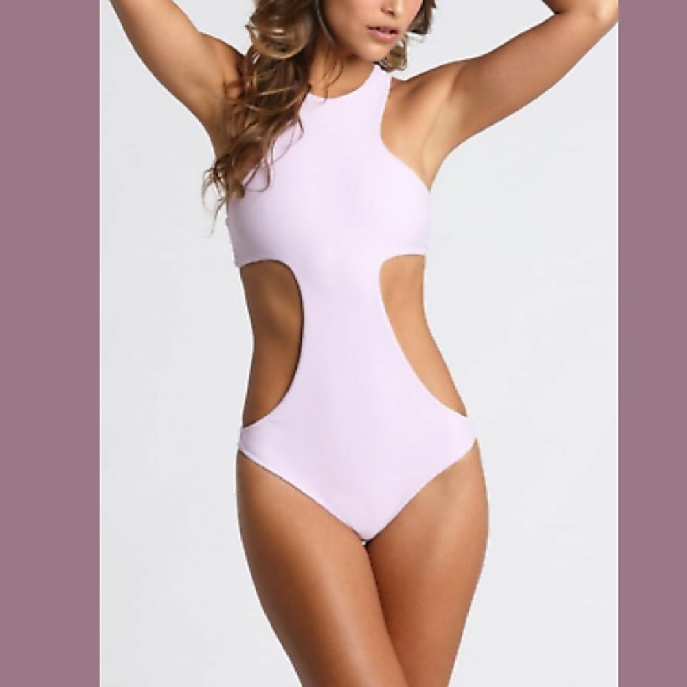 MIKOH // SZ LG // Osaka monokini one piece, taro lilac // EUC // Retail $284